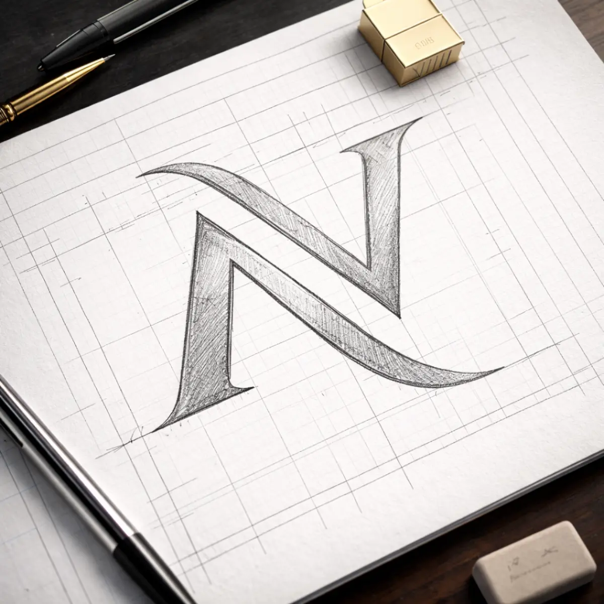 Ninart Vision ლოგოს დიზაინი — ოქროს მონოგრამა