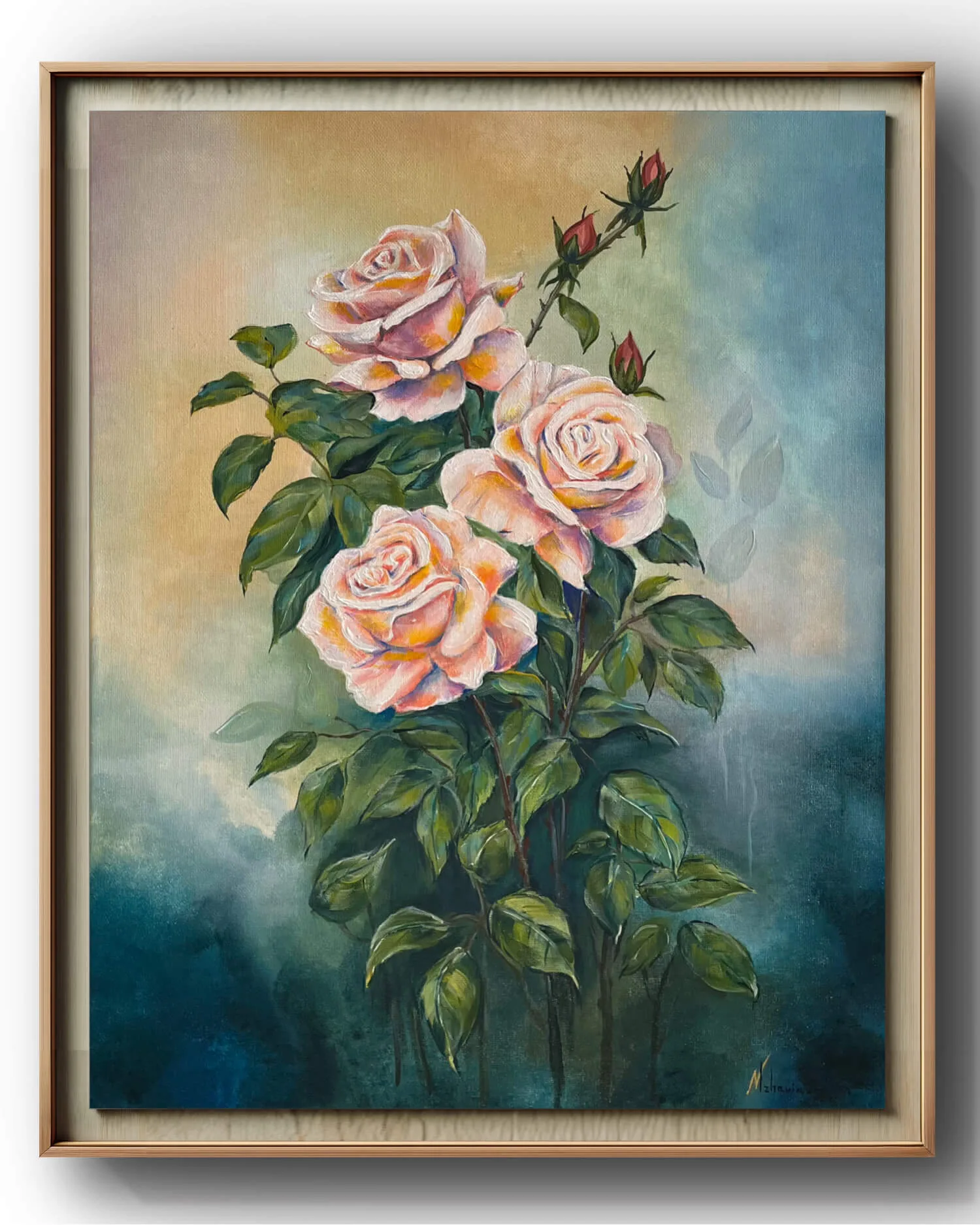 Roseslover original acrylic painting by Nini Mzhavia